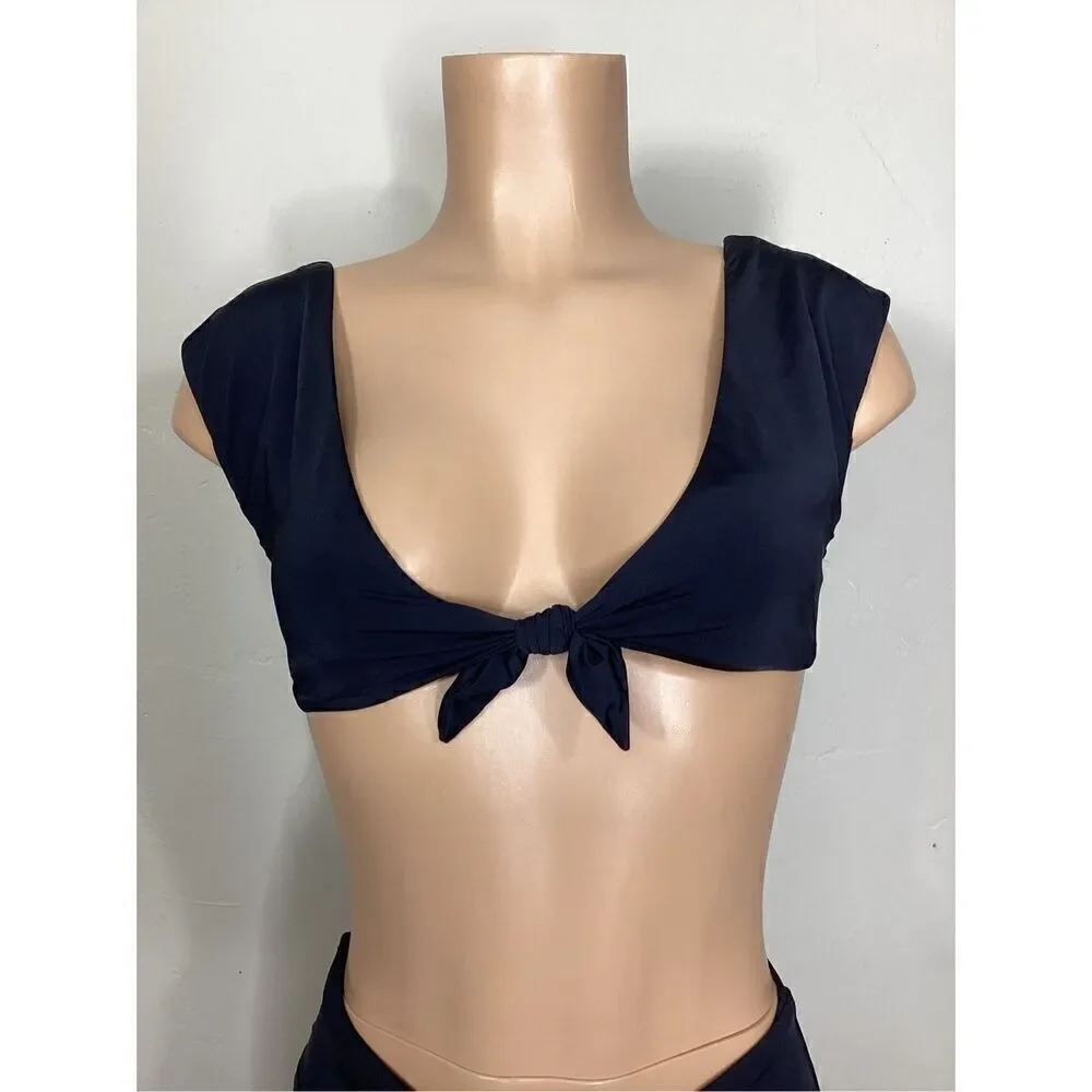 New. Trina Turk black front tie bikini set. 4-top/6-bottom. $155